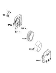 Air Cleaner Group Diagram and Parts List for 93J02-0102-H1  Briggs and Stratton Engine